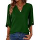 thumbnail image 1 of Mujeres 3/4 Manga de Verano Tops V Cuello Botonado Color Sólido Blusa, Camisetas Casuales de las Mujeres Suelto Ajuste Suave Respirable Primavera de Uso Diario, 1 of 8