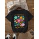 thumbnail image 1 of 1pc Women'S Floral Graphic T-Shirt - Polyester Crew Neck Casual Top with "Let Kindness Bloom" Print for Spring/Summer/Fall - Short Sleeve Regular Length Knit Fabric Shirt, 1 of 6