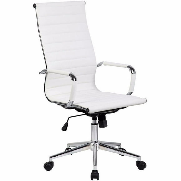 Nicer Furniture Ribbed PU Leather with Wheels Adjustable High Back Chair