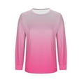 thumbnail image 6 of Long Sleeve Shirts for Women Color Block Gradient Tops Casual Crewneck Basic Tees Spring Fall Fashion Outfits, 6 of 6