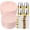 Pink, variant on 350 PCS White and Gold Plastic Dinnerware Set for 50 Guests, 100 Disposable Plates for Party, 50 Pre Rolled Napkins with Gold Silverware, 50 Cups