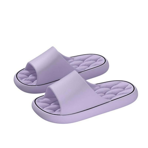 Odeerbi Shower Shoes for Womens Slide Open Toe Thick Soft Sole Solid Color Indoor Beach PVC Slipper Purple