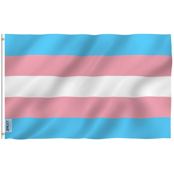 ANLEY [Fly Breeze] 3x5 Feet Transgender Pride Flag - Vivid Color and UV Fade Resistant - Canvas Header and Brass Grommets - LGBT Banner Flags