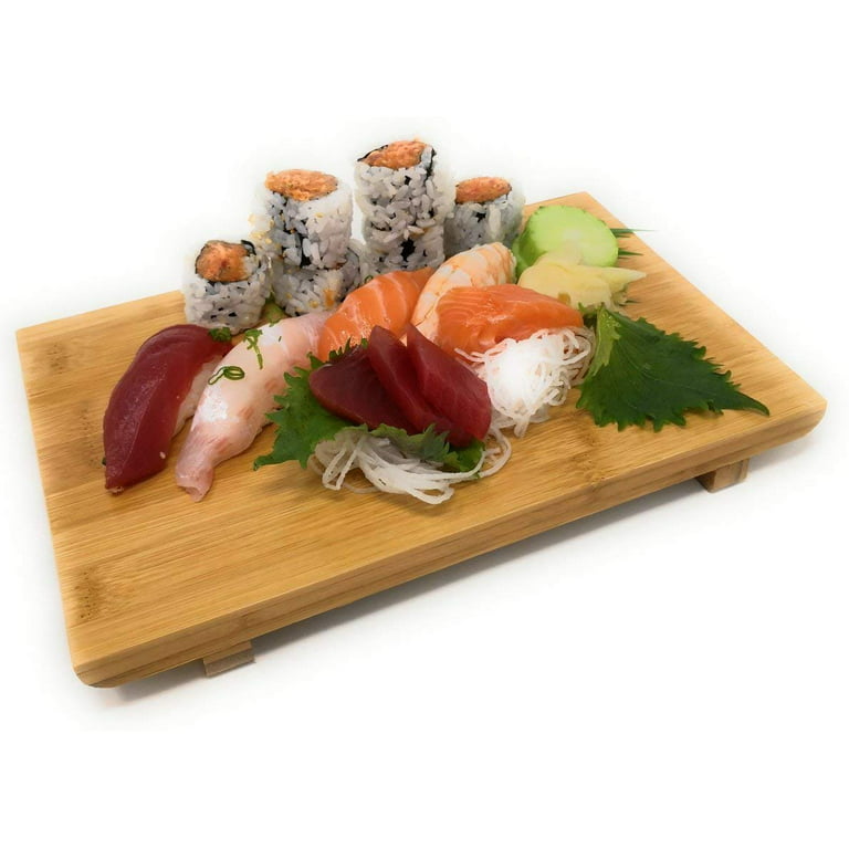 Noble Nest Premium Bamboo Sushi Serving Set | 11 PCS | Includes Bamboo  Tray, Chopsticks, Sauce Dishes, Sushi Mat & Sushi Roller Kit | Serving  Platter