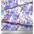 thumbnail image 2 of Soimoi Poly Georgette Fabric Leaves & Rose Flower Print Sewing Fabric Yard 52 Inch Wide, 2 of 3