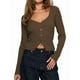 thumbnail image 1 of Cárdigan de Larga para Mujer, Suéter Corto de Punto Abierto, Chaqueta con Cuello en V y Botones para Otoño Café M, 1 of 10