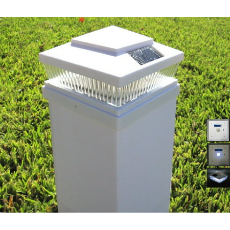 Plastic White 6 X 6 Outdoor 5 LED 78Lumens Solar Post Cap Light (pack of 4), Material: Premium ABS Plastic By Xiong's