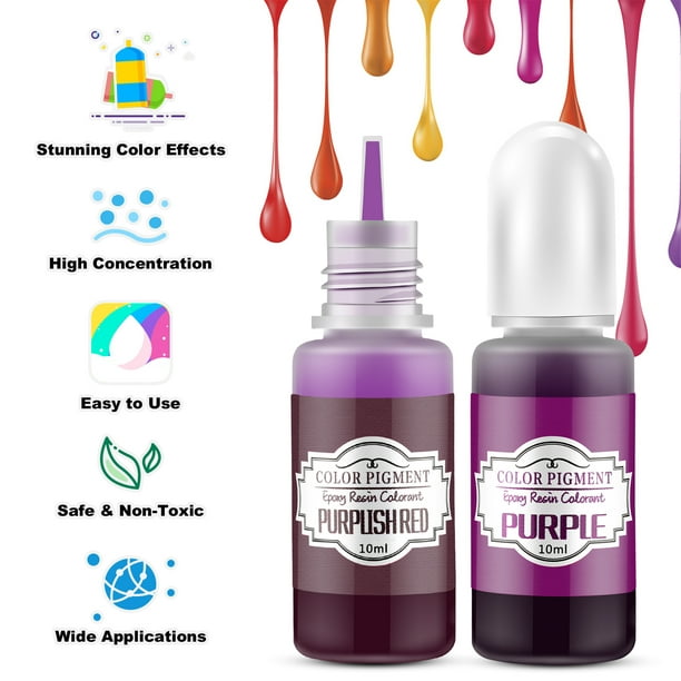 Résine époxy Pigment 24 Couleurs Transparent Non toxique Résine Epoxy Uv  Colorant Liquide