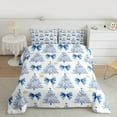 thumbnail image 3 of Homewish Lovely Bow Knot Full Size Comforter Sets,Chic Christmas Tree Bedding Comforter Set,White Blue Bedding Sets For Girl Kids,Microfiber Bedroom Decor Reversible,3-Piece, 3 of 9