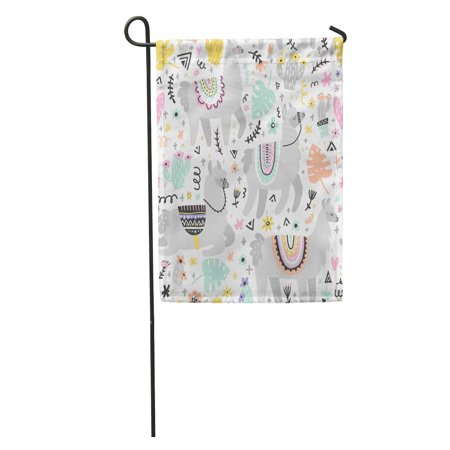 SIDONKU Lamas Modern Children Room Adorable Alpaca Cartoon Character Color Garden Flag Decorative Flag House Banner 28x40 inch