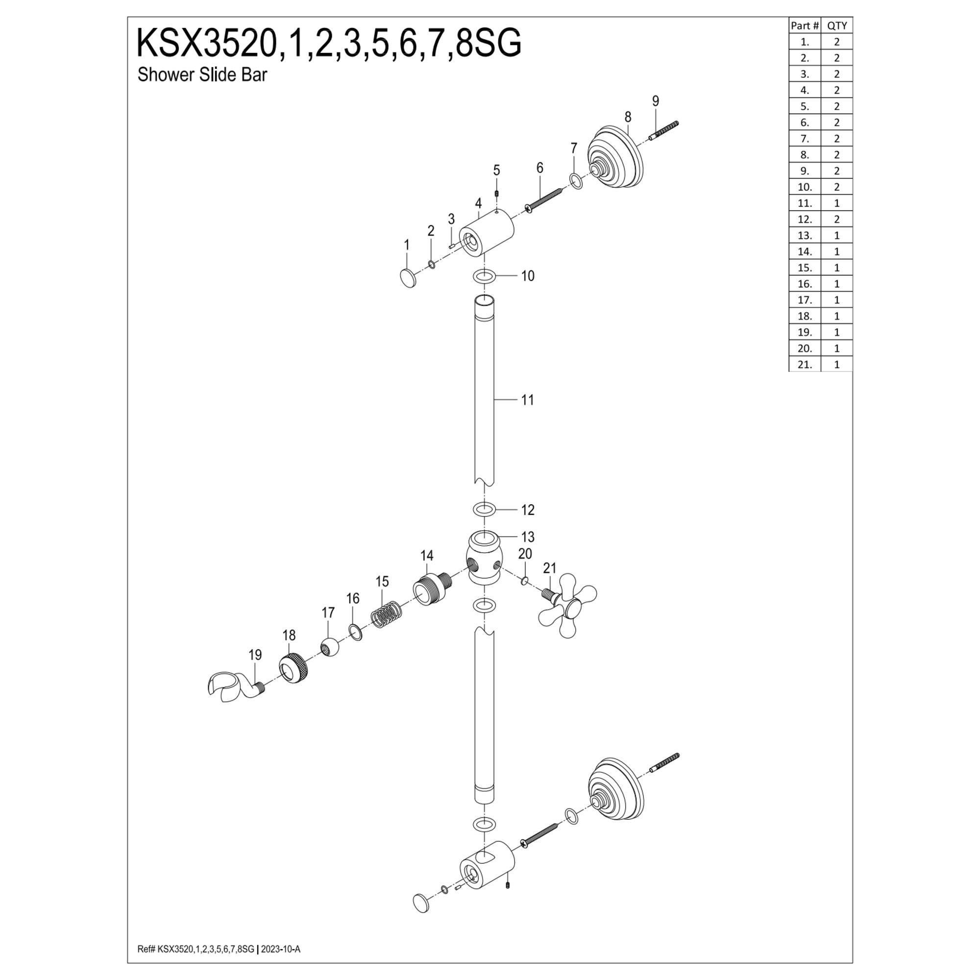 Kingston Brass KSX3520SG Made To Match 24-Inch Brass Shower Slide Bar in Matte Black
