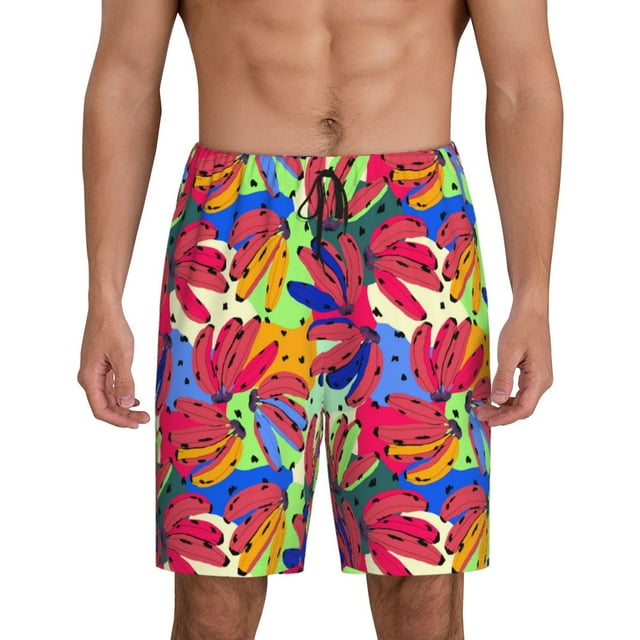 Fotbe Colorful Bananas Pantalones Cortos de Pijama para Hombre, Ropa de Dormir, Pantalones de Pijama Cortos para Hombre-3X-Large