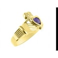 thumbnail image 4 of RYLOS Rings 14K Yellow Gold Claddah Love, Loyalty & Friendship Heart 6MM Gem Irish Wedding Band Claddagh Rings February Amethyst Jewelry Size 5, 4 of 8