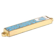 Holy Land Market Gold Plated 10 Commandments Mezuzah with Scroll Inside (Cavity in Back is About 3 Inches) (Sky Blue, Ten Commandments)