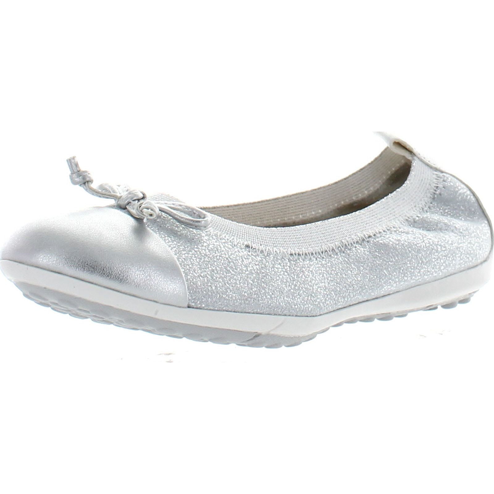 GEOX Girls Jr Ballerina Flats Shoes, Silver, 37