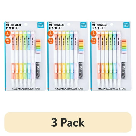 (3 pack) Pen+Gear Refillable Mechanical Pencils with Lead Refills, 0.7 mm, 6 Count
