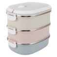 thumbnail image 4 of Boîte à lunch - Boîtes à bento thermiques empilables et étanches en acier inoxydable 3 couches pour enfants adultes Conteneur alimentaire portable pour l'école Bureau Travail Pique-nique à la maison, 4 of 8