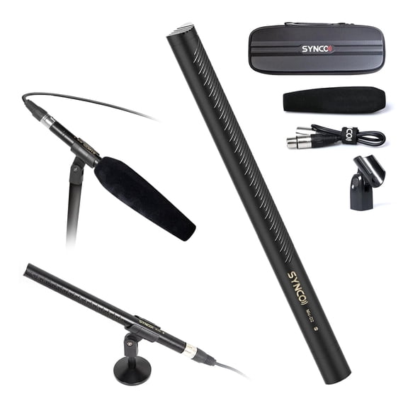 SYNCO Mic-D2 Shotgun-Microphone Condenser-Mic with XLR Connector, Professional Video/Audio Recording for Camcorders/Boom Poles/Tripods