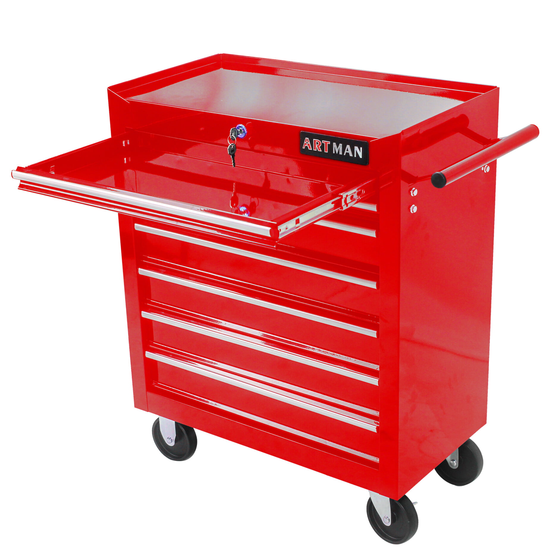 SLifet Tool Cart 7-Drawer, Tool Box with Wheels, Rolling Tool Chest,  Multifunctional Tool Cart, Tool Storage Organizer Trolley with Interlock  System