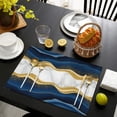 thumbnail image 4 of Blue Marble Gold Wave Pattern Summer Placemats Table Placemats Set Of 4-Linen Kitchen Washable Placemats Table Mats 11.8"x17.7" Non-Slip Heat Resistant, 4 of 6