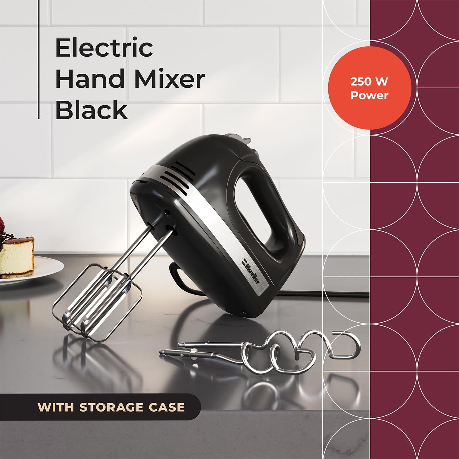 MHCC 5-Speed​ Electric Hand Mixer with Snap-On Storage Case, Whisk Beaters,  250-Watt-Black - Yahoo Shopping