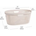 thumbnail image 3 of L Laundry Basket Clothes Hamper Wicker Design Plastic L x .W x .H Ivory, 3 of 6
