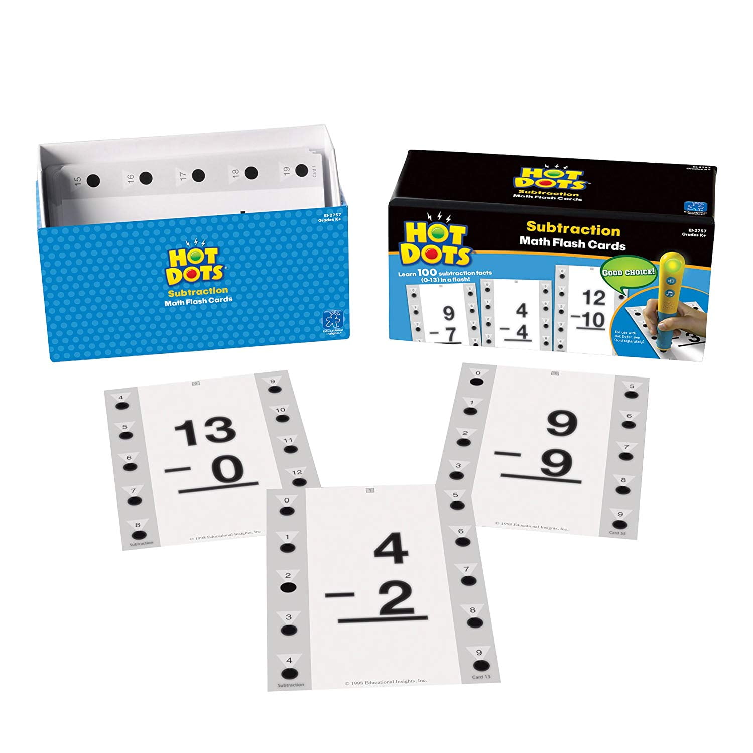 Hot Dots Math Flash Cards SubtractionSet includes 50 doublesided cards for 100 interactive