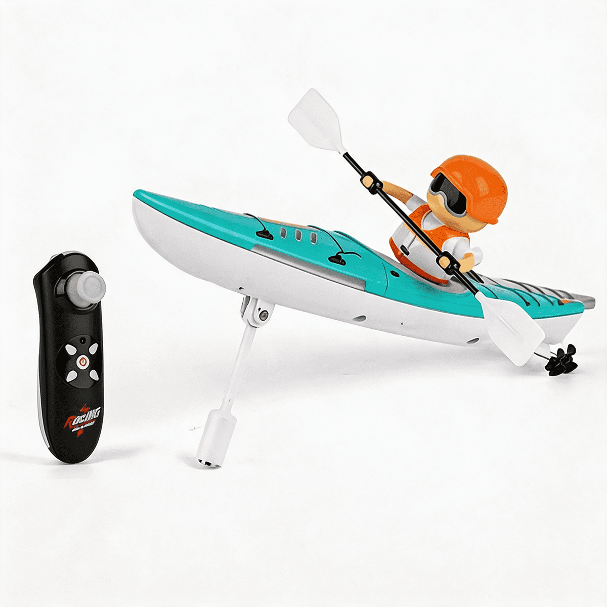 Remote Control Kayak Toy 2.4G RC Boat with High and Low Speed,Water Activated Safety,LED Lights,Christmas and Birthday Gifts for 6-14 Kids,Blue