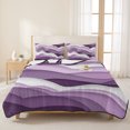 thumbnail image 3 of Twin Quilt Set 68''x86'', Purple Ombre Lightweight Summer Bedspread Coverlet Set with 2 Pillow Shams, Modern Geometric Moire Abstract Art Breathable All Season Quilt Bedding for Dorm/Bedroom, 3 of 9