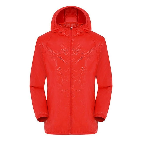 Mens Rain Jacket Raincoat Windbreaker Lightweight Packable with Hood Unisex Travel Hiking Cycling Jackets Red 3XL