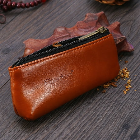 Anauto Portable Zippered PU Leather Pouch Bag Case Holder for Preserving Tobacco & Smoking Pipe, Tobacco Bag, Pipe Tobacco