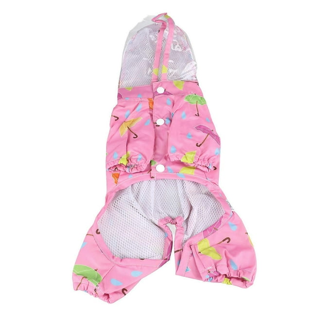 Pet Reflective Raincoat Legs Covered Cute Waterproof Skin Friendly Dog Hooded Raincoat for Outdoor Pink XL