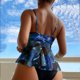 thumbnail image 3 of Gibobby Conjunto de Bañador Sexy Conjunto de traje de baño dividido con estampado de tirantes con doble hombro sexy para mujer(Azul,CH), 3 of 5