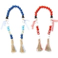 thumbnail image 3 of Christmas Wood Bead Garland with Tassels Snowman Prayer Beads Wall Hanging Decor Farmhouse Tiered Tray Holiday Decorations, 3 of 9