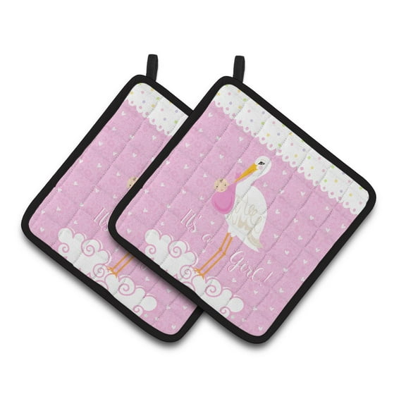Carolines Treasures VHA3013PTHD Its a Baby Girl Pair of Pot Holders, 7.5HX7.5W, multicolor