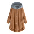 thumbnail image 1 of Womens Cardigan Plus Size Button Plush Tops Hooded Loose Cardigan Wool Coat Winter Jacket Navy Xl, 1 of 3
