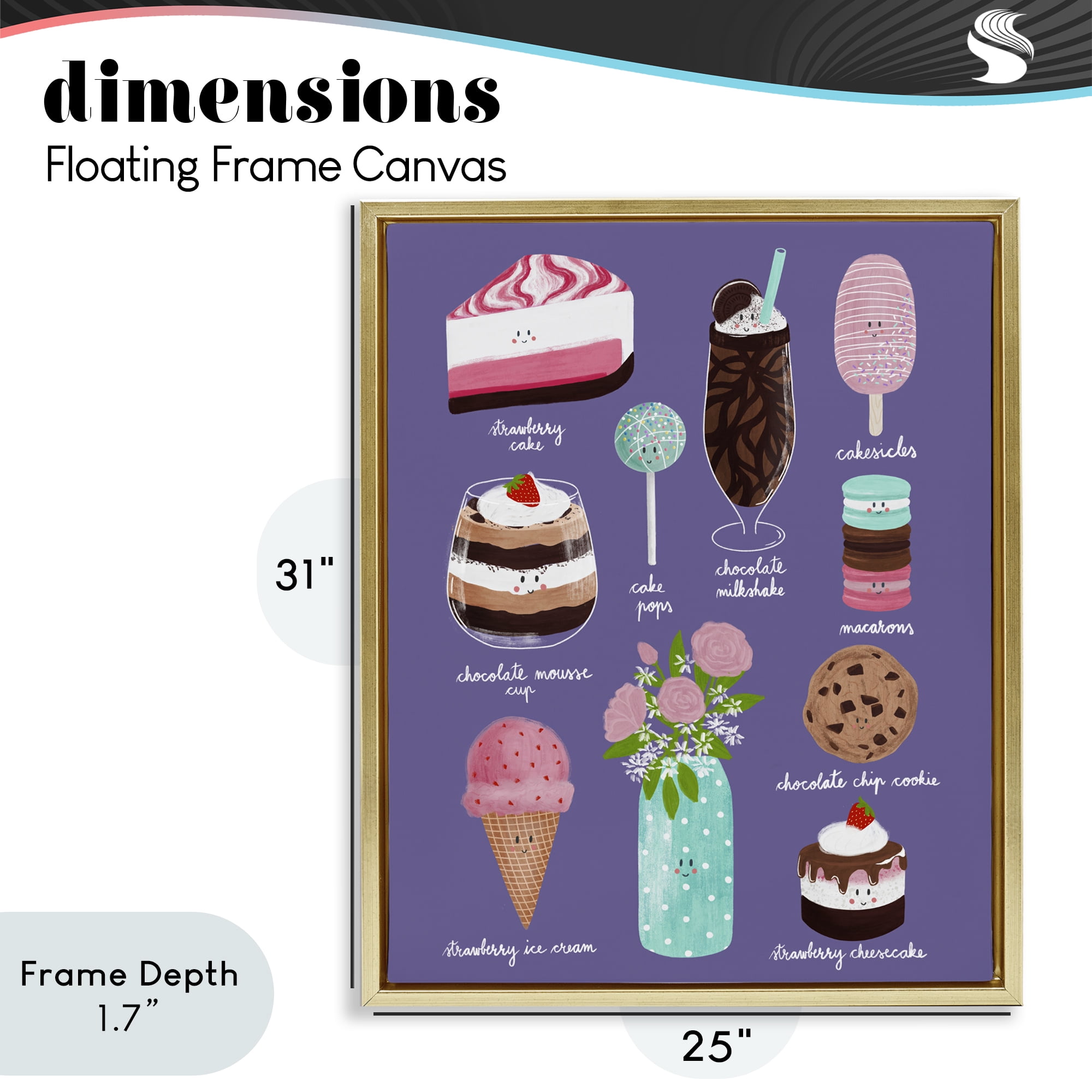 Stupell Industries Decadent Desserts & Flowers Gold Framed Floater Canvas Wall Art, design by Metka Hiti
