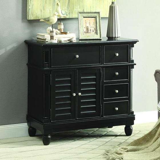 Accent Cabinet With 5 Drawers And 2 Doors Black