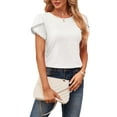 thumbnail image 1 of Bellella T-Shirt pour Femmes Col Rond Tops d'Été Manches Courtes Pull Tunique Décontractée Blouse Tee Blanc m, 1 of 5