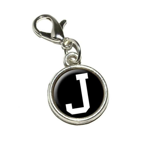 Letter J Initial Black White Bracelet Charm