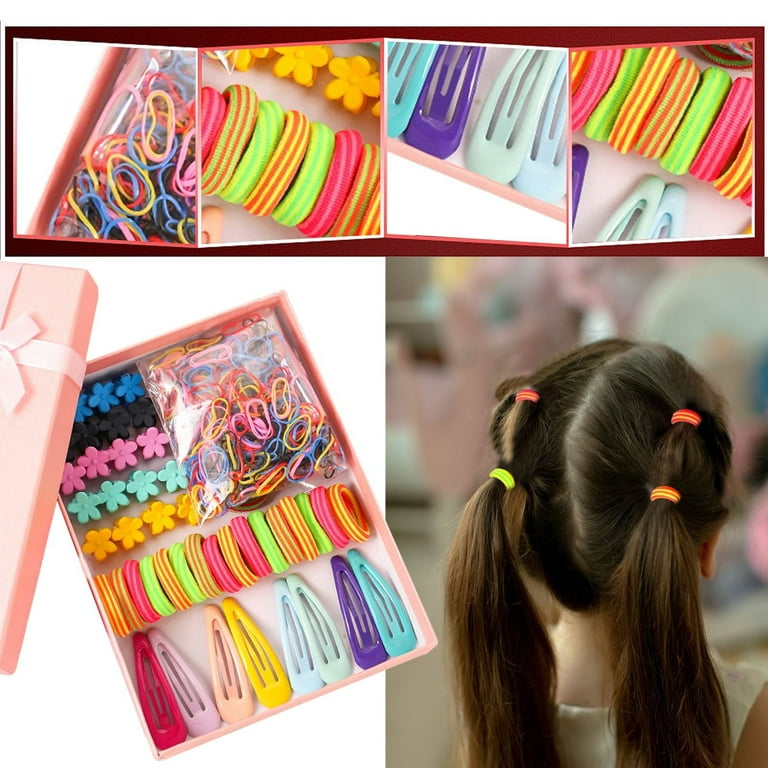 Candy Color Hair Clips Rope Ponytail Holder Girls Kids Hair Accessories Set