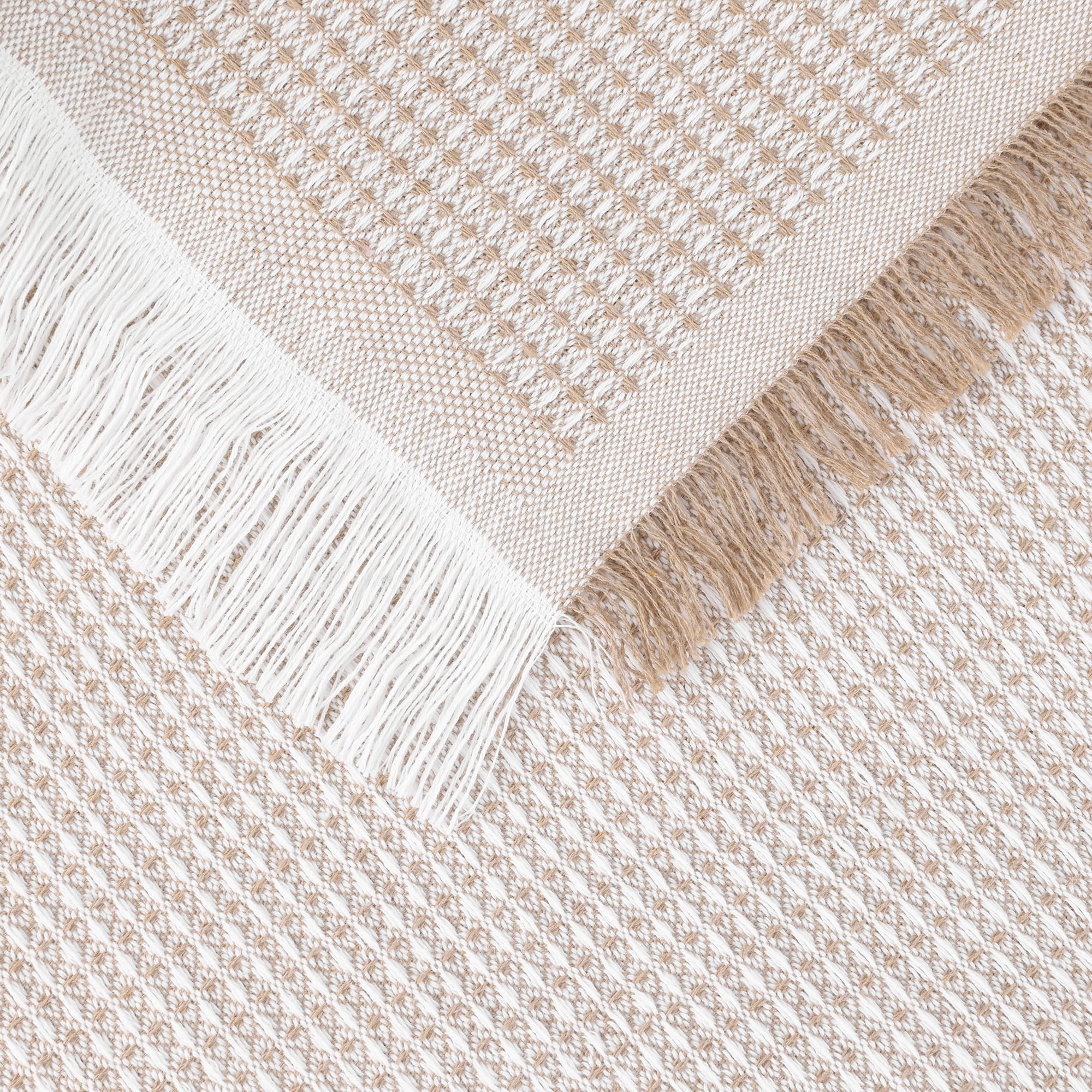 Unique Bargains Rectangle Cotton Linen Table Cover with Tassels for Dining Table Khaki 51"x91"