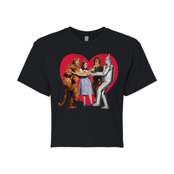 Wizard of Oz - Group Photo Heart - Juniors Cropped Graphic T-Shirt