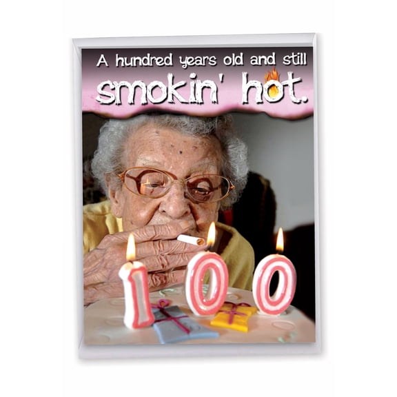 1 Large Funny Birthday Greeting Card (8.5 x 11 Inch) - Years Old and Hot Milestones 100 J8060MBG-US