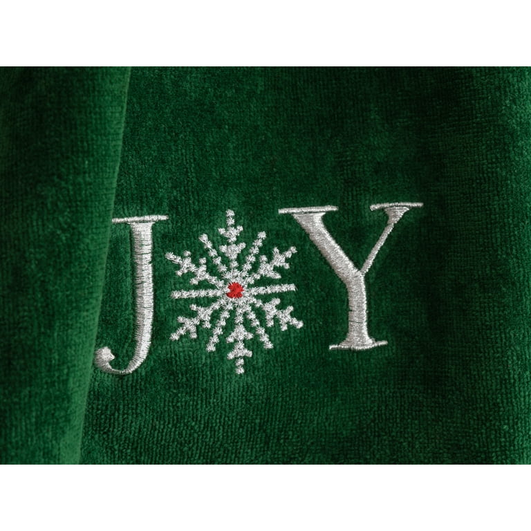 Set of 2 Jingles & Joy Bath Hand Towels Christmas Embroidered Black Lab Dog  Red