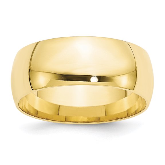 10K Yellow Gold 8mm Light Weight Comfort Fit Band Ring Size 13.5