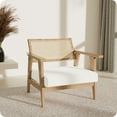 thumbnail image 2 of BELLEZE Set of 2 Mid-Century Modern Cane Back Accent Chair, Natural Wood Armchair with Upholstered Seat, Boho Lounge Chair for Living Room, or Bedroom, Comfortable Padded Seat with Minimalist Design, 2 of 7