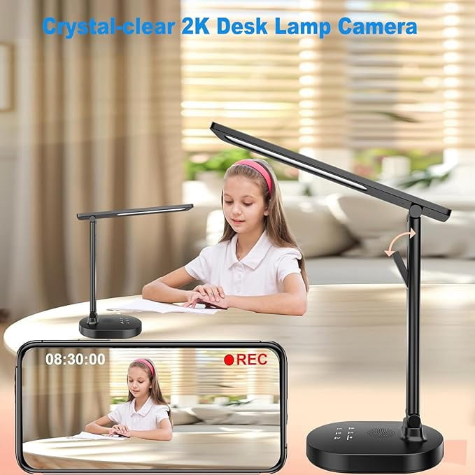 New  Smart WiFi Baby Monitor with Camera, Eye-Care Desk Lamp with 5 Brightness, Baby Monitors 2k HD, 2-Way Talk, 2.4 GHz Motion Detection Indoor Camera for Baby/Elderly/Pet
