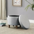 thumbnail image 4 of HomePop Round Storage Ottoman, Light Gray Print, 4 of 11