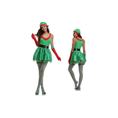 Women's Sexy Elf Christmas Costume 4 Piece set